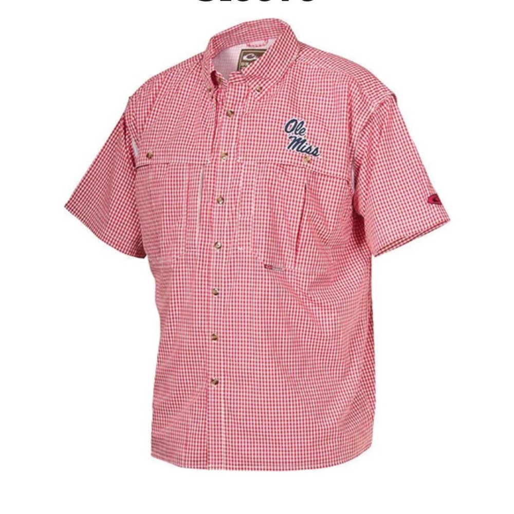 Drake Ole Miss plaid wingshooter shirt, short sleeve XL